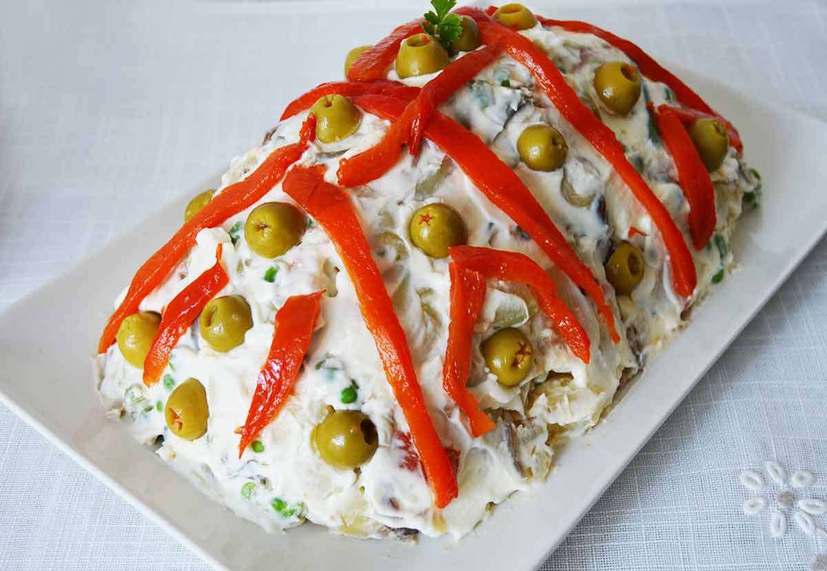 Ensalada de patata con setas marinadas